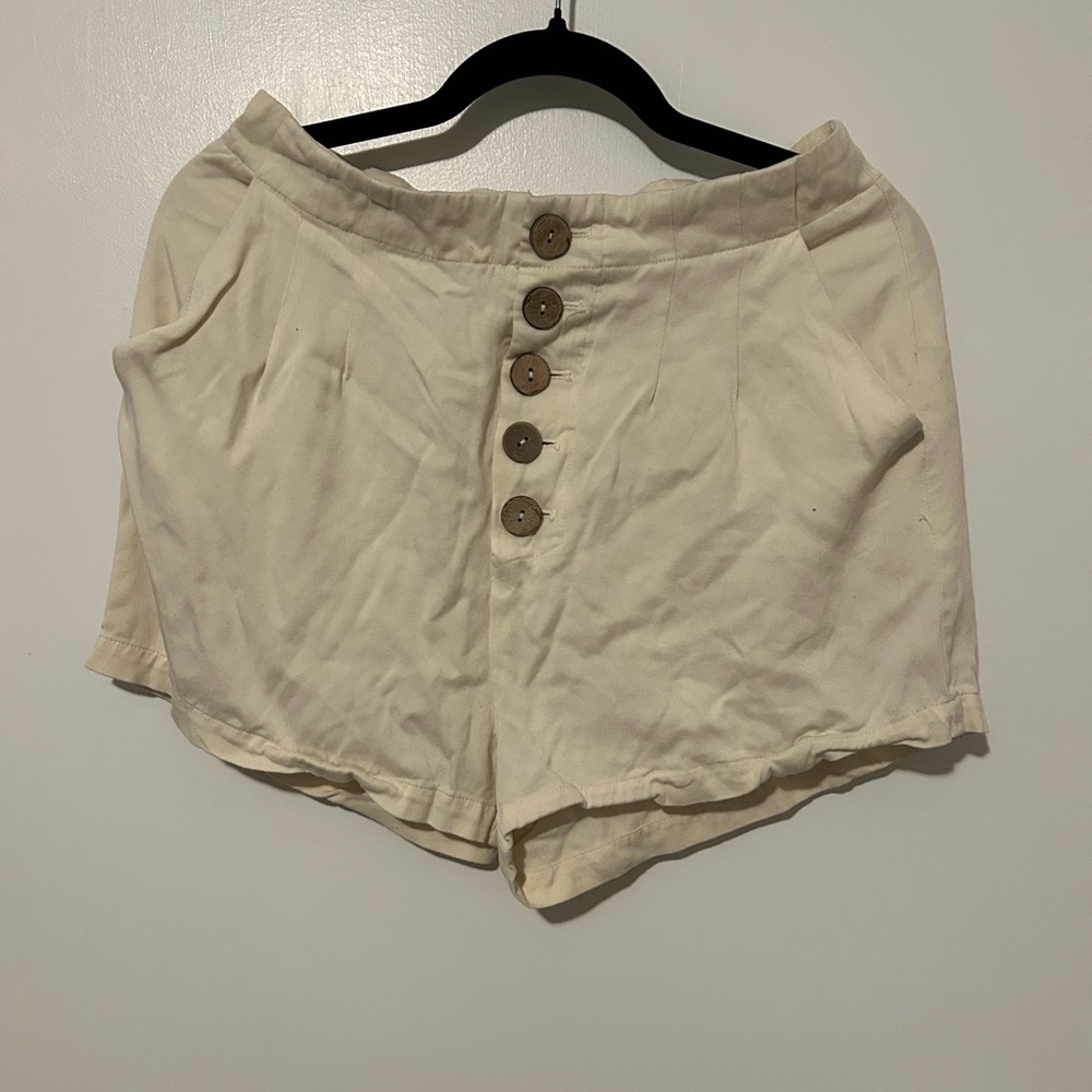 BB Dakota High Waist Cream Button Shorts